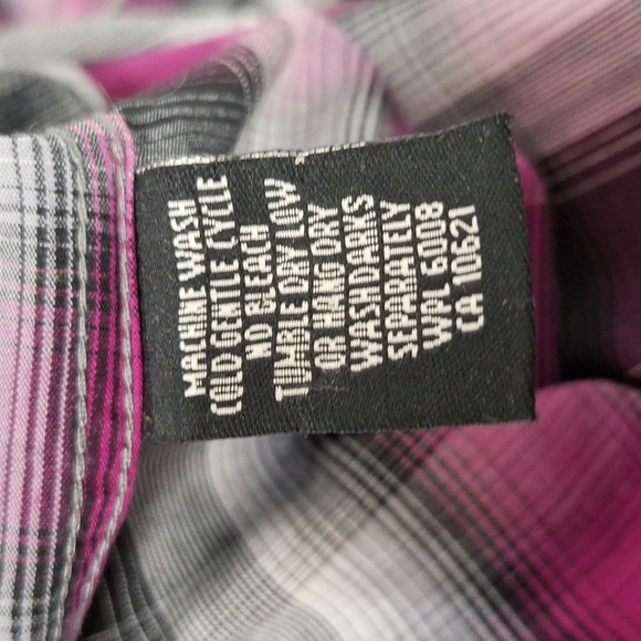 Panhandle Slim Black Gray Purple Plaid Pearl Snap Western Button Down Shirt Sz.L - Picture 12 of 14